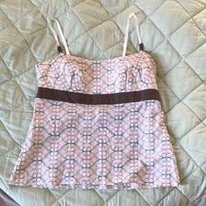 Ann Taylor Loft Embroidered Cami with beautiful copper and brown stitching.